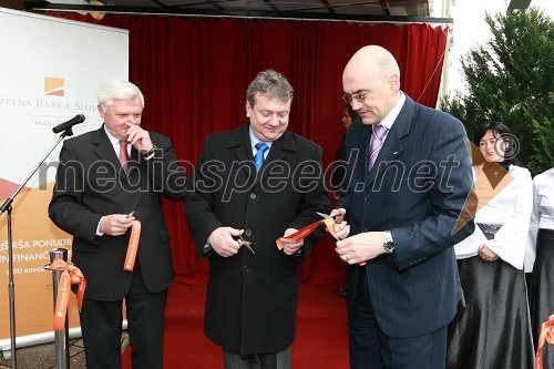 Mirko Brulc, župan občine Nova Gorica, Iztok Jarc, minister za kmetijstvo, gozdarstvo in prehrano RS in dr. Draško Veselinovič, predsednik uprave Deželne banke Slovenije d.d.