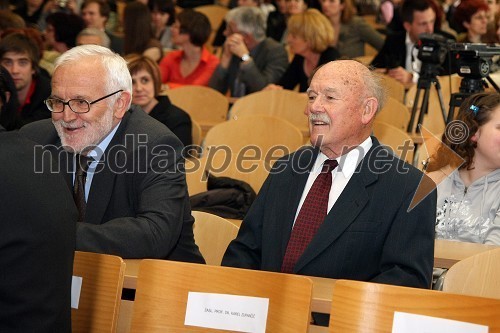 Dr. Jože Mencinger, slovenski pravnik, ekonomist, politik, akademik in pedagog in dr. France Bučar, nekdanji poslanec in predsednik Slovenskega panevropskega gibanja