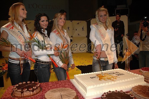 Maja Jamnik, Miss fotogeničnosti, Suzana Zekovič, prva spremljevalka Miss športa 2008, Špela Hojnik, druga spremljevalka Miss športa 2008 in Pia Arhar, Miss športa 2008