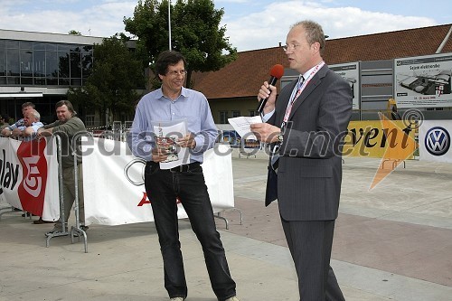 Janez Martinčič, moderator Vala 202 in povezovalec petkovega štarta in Andrej Lazar, direktor Helle, glavnega sponzorja relija