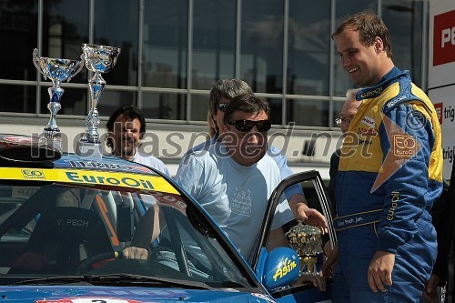 Zoran Jankovič, župan Ljubljane in Vaclav Pech Jr., voznik relija in zmagovalec 31. Rallyja Saturnus, Češka