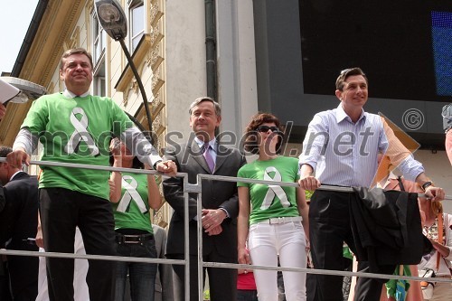 Zoran Janković, župan Ljubljane, dr. Danilo Türk, predsednik Republike Slovenije in Borut Pahor, evroposlanec in predsednik stranke SD