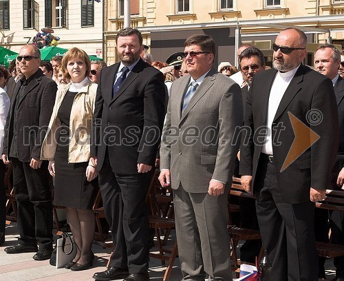 Bogdan Reichenberg, arhitekt, Tanja Hrastnik, svetovalka ministra Žagarja, dr. Ivan Žagar, minister službe vlade RS za lokalno samoupravo in regionalno politiko, Franc Jurša, župan občine Ljutomer in Jože Vehovar, ljutomerski duhovnik