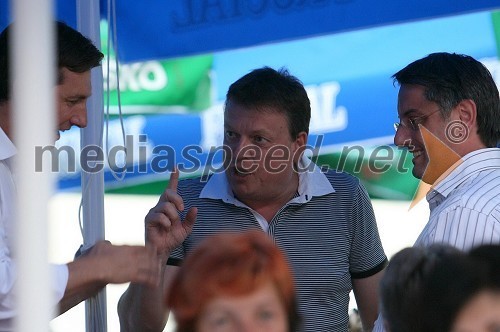 Borut Pahor, evroposlanec in predsednik stranke SD, Boško Šrot, direktor Pivovarne Laško in Matjaž Han, poslanec SD