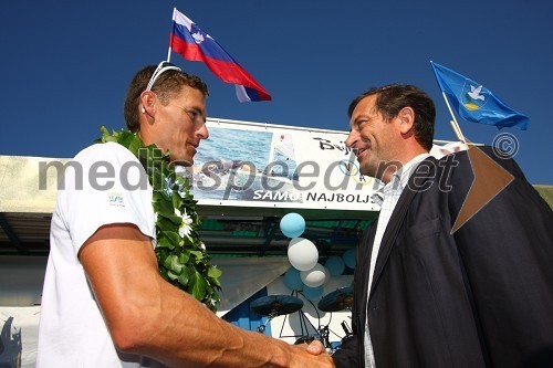 Vasilij Žbogar, olimpijski jadralec in Karl Viktor Erjavec, minister za obrambo RS