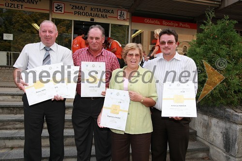 Štefan Kepe, Ladislav Gal, Magdalena Paušič in Jožef Hančik, nagrajeni vinogradniki