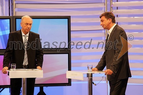 Janez Ujčič, generalni direktor RTS in mestni svetnik MOM in Borut Pahor, evroposlanec in predsednik stranke SD
