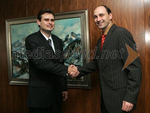 Andrej Svetina, novi predsednik Nadzornega sveta NKBM (Nova kreditna banka Maribor) in Matjaž Kovačič, predsednik uprave Nove KBM