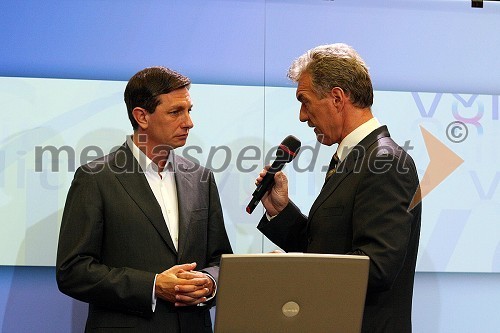 Borut Pahor, predsednik SD in Slavko Bobovnik, TV voditelj TV Slovenija