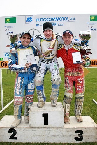 Izak Šantej, Slovenija (AMD Krško), Matej Žagar, Slovenija (AMTK Ljubljana) in Denis Štojs, Slovenija (Speedway team Lendava)
