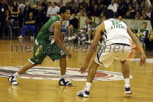 Johnatan Wallace, Union Olimpija (organizator igre, branilec) in Costas Tsartsaris, Panathinaikos