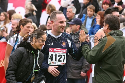 Igor E. Bergant, športni novinar, komentator in tekmovalec polmaratona (21 km) in Zoran Jankovič, župan Ljubljane