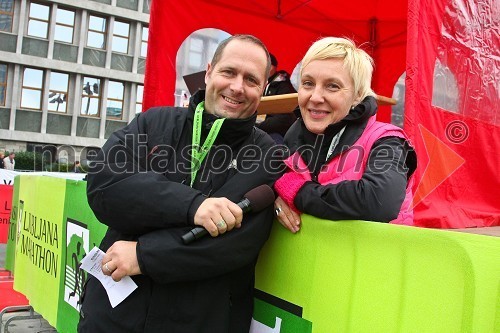 Robert Bogataj in Meta Ornik, voditelja Ljubljanskega maratona