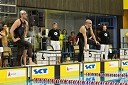 Fabien Gilot, francoski plavalec in Stefan Nystrand, švedski plavalec, pred začetkom finala na 50 m prosto