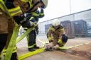 Posredovanje gasilcev na gasilski vaji v podjetju Henkel