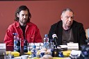 Janez Janša in Dušan Jovanović, avtorja in režiserja predstave Spomenik G