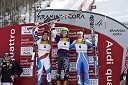 2. mesto: Didier Cuche, Švica, 1. mesto: Ted Ligety, ZDA in 3. mesto: Massimiliano Blardone, Italija