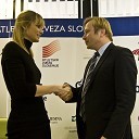 Pia Tajnikar, atletinja in Peter Kukovica, predsednik Atletske zveze Slovenije