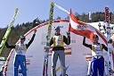 Simon Ammann, švicarski smučarski skakalec, Gregor Schlierenzauer, avstrijski smučarski skakalec in Wolfgang Loitzl, avstrijski smučarski skakalec
