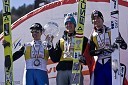 Simon Ammann, švicarski smučarski skakalec, Gregor Schlierenzauer, avstrijski smučarski skakalec in Wolfgang Loitzl, avstrijski smučarski skakalec