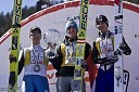 Simon Ammann, švicarski smučarski skakalec, Gregor Schlierenzauer, avstrijski smučarski skakalec in Wolfgang Loitzl, avstrijski smučarski skakalec