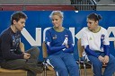 Mitja Petkovšek, gimnastičar, Adela Šajn, telovadka in Saša Golob, telovadka