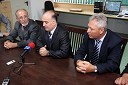 Trajan Kotevski, direktor sektorja ŽABENI (ekonomska cona) ter pomočnik župana za ekonomske investicije in kmetijstvo mesta Bitole v Makedoniji, Vladimir Taleski, župan mesta Bitole v Makedoniji in Dragi Petrodovski, izvršni direktor ZIK Pelagonija d.d.