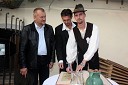 Franc Kangler, župan Maribora, Zlatko Jesenik, predsednik Turističnega društva Maribor in vodja splavarjenja in Sebastijan Berlot, krščenec