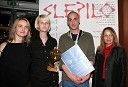 Maja Weiss, predsednica Društva slovenskih filmskih ustvarjalcev, Polona Baloh, producentka, Jan Bilodjerič, režiser in ...