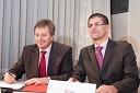 Ciril Globočnik, športni direktor in Matjaž Rakovec, predsednik uprave zavarovalnice Triglav