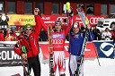 Marcel Hirscher, smučar (Avstrija), drugouvrščeni smučar na slalomu za 49. Pokal Vitranc, Reinfried Herbst, smučar (Avstrija) in zmagovalec slaloma za 49. Pokal Vitranc ter Julien Lizeroux, smučar (Francija), tretjeuvrščeni na slalomu za 49. Pokal Vitranc