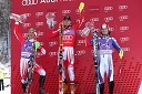 Marcel Hirscher, smučar (Avstrija), drugouvrščeni smučar na slalomu za 49. Pokal Vitranc, Reinfried Herbst, smučar (Avstrija) in zmagovalec slaloma za 49. Pokal Vitranc ter Julien Lizeroux, smučar (Francija), tretjeuvrščeni na slalomu za 49. Pokal Vitranc