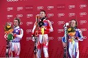 Marcel Hirscher, smučar (Avstrija), drugouvrščeni smučar na slalomu za 49. Pokal Vitranc, Reinfried Herbst, smučar (Avstrija) in zmagovalec slaloma za 49. Pokal Vitranc ter Julien Lizeroux, smučar (Francija), tretjeuvrščeni na slalomu za 49. Pokal Vitranc