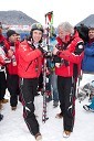 	Marcel Hirscher, smučar (Avstrija) in zmagovalec veleslaloma za 49. Pokal Vitranc ter Robert Brunner, trener avstrijske smučarske reprezentance