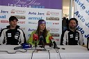 Andrej Perovšek, serviser, Tina Maze, smučarka ter Andrea Massi, trener in vodja ekipe