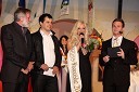 Matjaž Zanoškar, župan občine Slovenj Gradec, ..., Duška Stanišič, manekenka, direktorica modne agencije Studio 2s in organizatorka prireditve Miss Koroške in Matjaž Homan, povezovalec prireditve