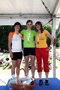 Nina Fajfar (2.mesto), Tina Klinar (1.mesto) in Simona Samide (3.mesto), tekmovalke na 10km v starostni skupini 13-25 let