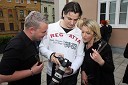 Samo Poštrak, član skupine Skater, Miha Hercog, življenjski sopotnik Saše Lendero in Branka Breznik, producentka RTS