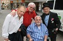 Trije tenorji: Janez Svečnik Sveča, pianist, Marko Novosel, pevec, Ervin Ogner, pevec in Smiljan Pušenjak, fotografska legenda