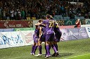 Veselje nogometašev NK Maribor ob zadetku