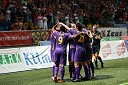 Veselje nogometašev NK Maribor ob zadetku