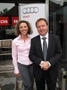 Simona Podlipny, marketing Porsche Slovenija in Samo Pagon, vodja marketinga znamke Audi pri podjetju Porsche Slovenija d.o.o.