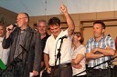 Slavko Podboj, voditelj prireditve ter Tomaž Habinc, zmagovalec salamiade