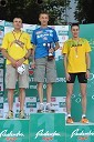 Anton Kosmač, 1. mesto, Riko Novak, 2. mesto, Tadej Kaluža, 3. mesto v kategoriji polmaratonci