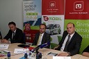 Mag. Andrej Kosmačin, predsednik uprave podjetja Elektro Maribor, Dejan Boštjančič, zunanji sodelavec pri projektu E-Mobil in Mitsubishi i Miev in Mladen Žmavcar, vodja OE Maribor, Elektro Maribor d.d.