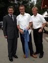 Stanislav Valant, predsednik smučarske zveze Slovenije, Gerry Jekl, svetovalec za Golf Consultant in Bojan Križaj