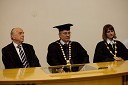 Prof. dr. Siegfried Großmann, prejemnik naziva častni doktor, prof. dr. Danijel Rebolj, rektor Univerze v Mariboru in prof. dr. Nataša Vaupotič, dekanica Fakultete za naravoslovje in matematiko