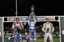 Jason Crump (Avstralija), 2. mesto, Nicki Pedersen (Danska), zmagovalec VN Češke in Tomasz Gollob (Poljska), 3. mesto