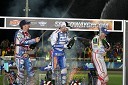 Jason Crump (Avstralija), 2. mesto, Nicki Pedersen (Danska), zmagovalec VN Češke in Tomasz Gollob (Poljska), 3. mesto