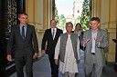 Tomaž Kancler, podžupan MOM, Tadej Slapnik, Generalni sekretar Slovenskega foruma socialnega podjetništva, prof. Muhammad Yunus, Tadej Slapnik, Generalni sekretar Slovenskega foruma socialnega podjetništva, prof. dr. Danijel Rebolj, rektor Univerze v Mariboru